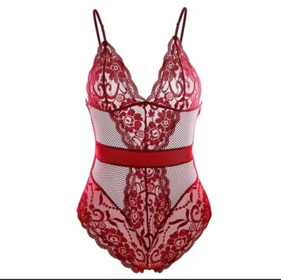 Sexi Conjunto Ropa Interior Encaje Lazo Rojo1