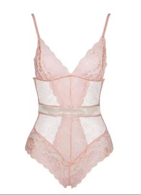 Sexi Conjunto Ropa Interior Encaje Lazo Rosa1