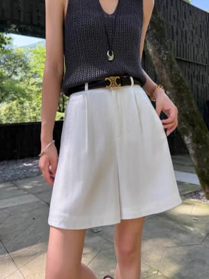 Bermudas Blanco mujer aurelia de lino2