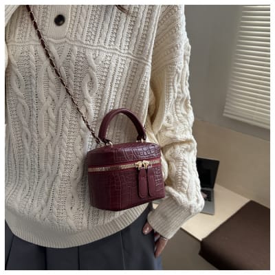 Mini Bolso Rígido Mujer Burdeo Tipo Vanity1