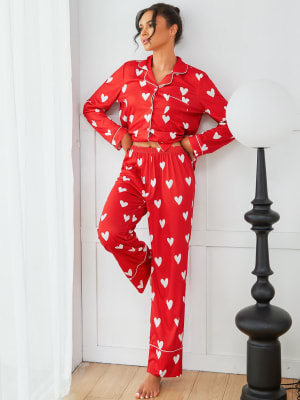 Conjunto Largo de Pijama Corazones1