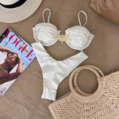 Traje de Baño de Dos Piezas Canarias  Blanco1