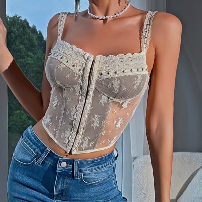 Top Corset Anastasia Encaje Floral Beige2