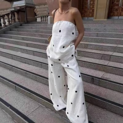 Conjunto Polka Dot Mujer Madonna Blanco4