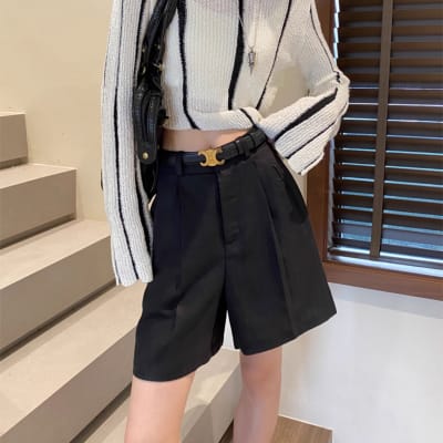 Bermudas Negro mujer aurelia de lino1