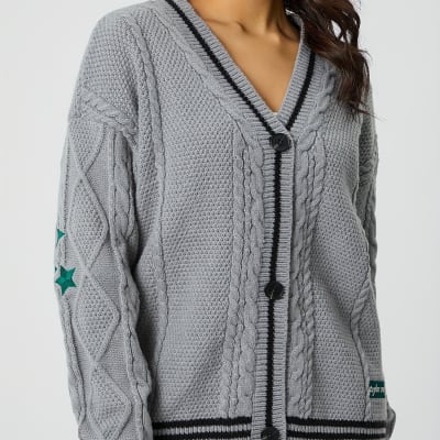 Cárdigan mujer taylor Gris cuello v1