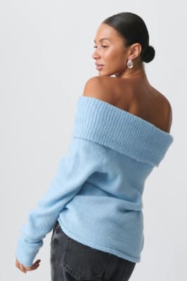 Sweater Devin Off Shoulder Celeste Mujer1