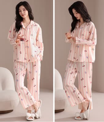 Pijama de Algodón para Mujer Estampado Rose1