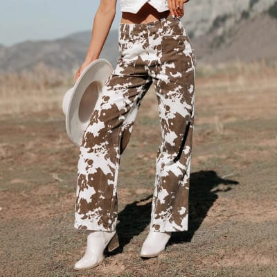 Jeans Cow Print Mujer Tiro Alto Wide Leg3