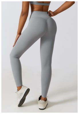 Leggings Deportivos Mujer Tiro Alto Corte V Grises Atenas2