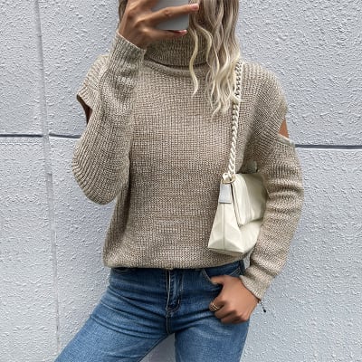Sweater Sara Beige Mujer Cuello Alto1
