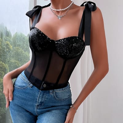 Top Corset Lentejuelas Negro2