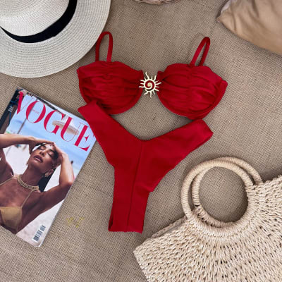 Traje de Baño de Dos Piezas Croacia Rojo1
