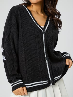 Cárdigan Mujer Taylor Negro Cuello V1