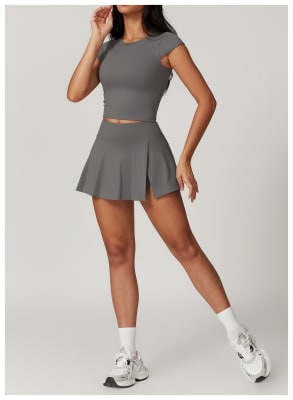 Falda Short Alice Plices Gris Plomo4