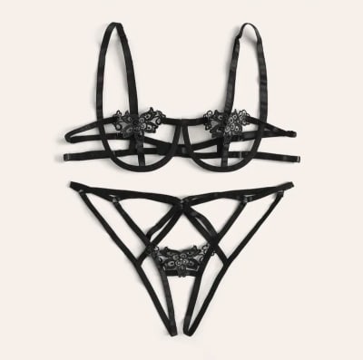 Conjunto Erotico Tiras Negro1