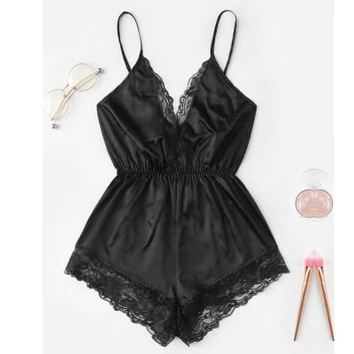 Pijama Enterito Seda Negro1