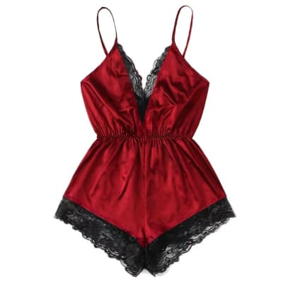 Pijama Enterito Seda Rojo1
