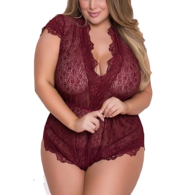 Pijama Enterito Encaje Rojo1