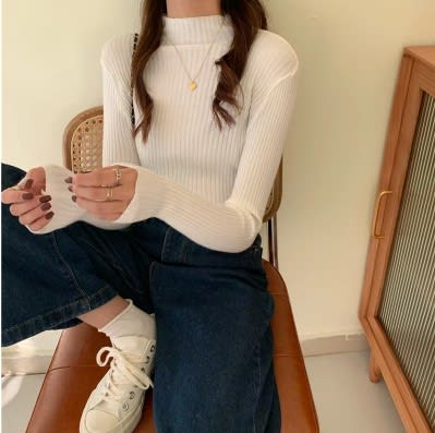 Sweater cuello alto gemma Blanco mujer2