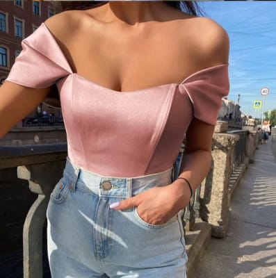 Top Corset Lele de Satén Rose1