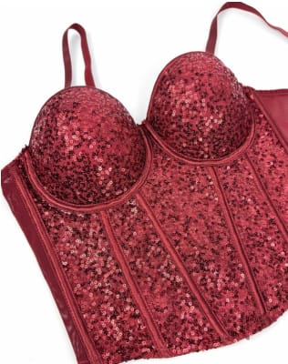 Top Corsét  Kiara de Lentejuelas Moldeador Burdeo1