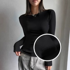 Polera micropolar Negro Nico Mujer Casual Elegante