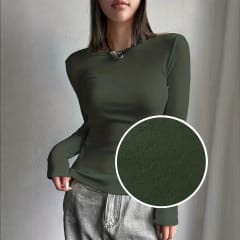Polera Micropolar Mujer Verde Cuello Alto Nico