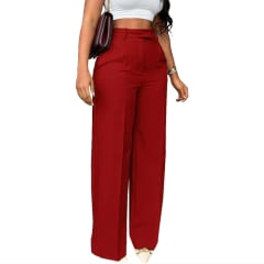 Pantalon  Wide Leg Mujer Tiro Alto Rojo Carla