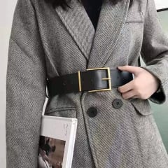 Cinturón Mujer Hebilla Cuadrada Negro