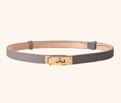 Cinturón de Piel Delgado Ajustable Gris