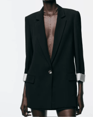 Blazer mujer Negro recto oversize kiara