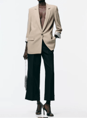 Blazer Mujer Beige Recto Oversize Kiara