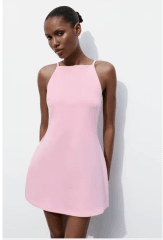 Vestido Rosa Cuello Halter Corto Ajustado