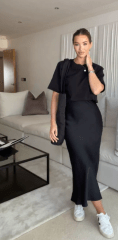 Falda satinada negra mujer zoe