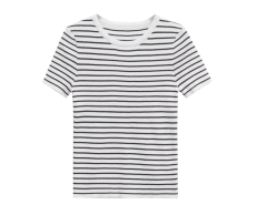 Polera Basica Algodón  Rayas Noélia  Blanca