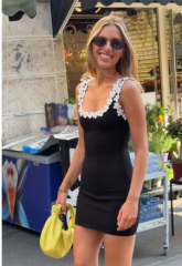 Vestido Corto Negro Floral Mujer Valenne