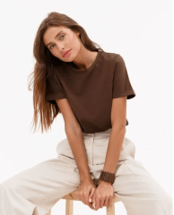 Polera Basica Algodón Carla Marron