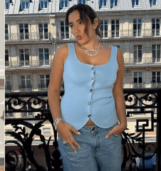 Top Ajustado Florencia Celeste para Mujer