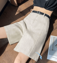 Bermudas Beige mujer aurelia de lino