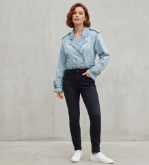 Chaqueta Denim Cruzada Mujer Arlette con Cinturón