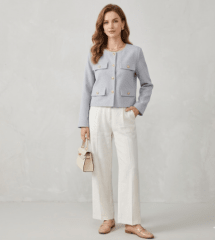 Blazer Celeste mujer corto elegante fiorella