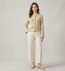 Blazer Beige mujer corto elegante fiorella