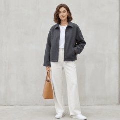 Chaqueta Gris mujer oversize de lana flavia