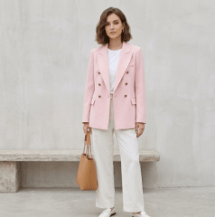 Blazer Rosa mujer entallado con hombreras Begoña