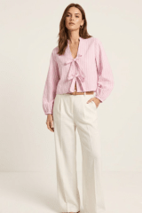 Camisa Rosa mujer valeria con lazos