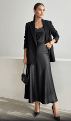 Falda Satinada Gris Mujer Zoe