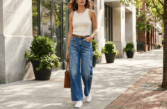 Jeans Wide Leg Mujer Tiro Alto Azul Denim Roma
