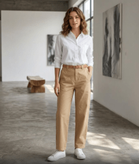 Pantalon Corte Recto Lidia Beige