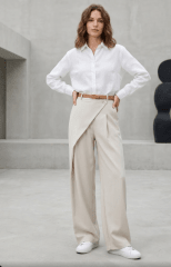 Pantalón Palazzo Mujer Praga Cintura Alta Crema